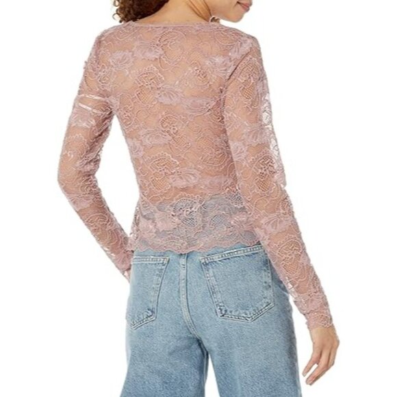Guess Mauve Sweetheart Neck Lace Top • Coquette Fairycore Baddie Soft Girl Y2K - Picture 16 of 16